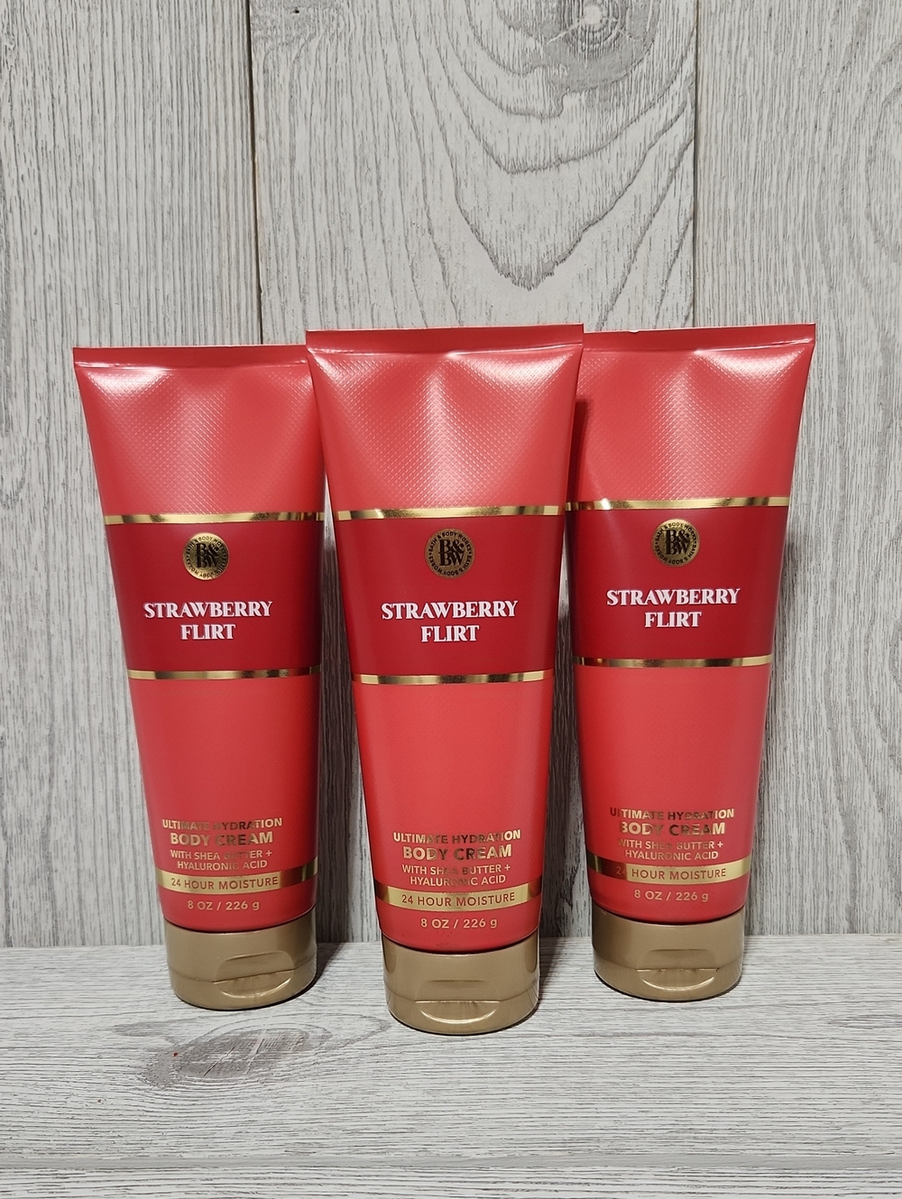 Bath & Body Works Strawberry Flirt Ultimate Hydration Body Cream X3